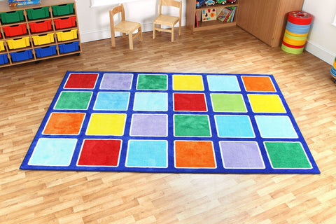 Rainbow™ Rectangle Placement Squares Carpet, Learning SPACE