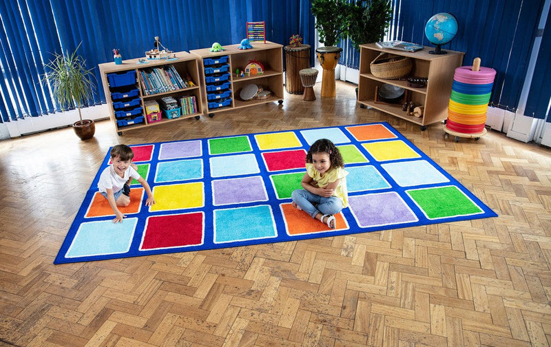 Rainbow™ Rectangle Placement Squares Carpet, Learning SPACE