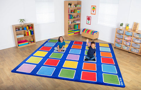 Rainbow™ Squares Large Placement 3x3m Carpet, Learning SPACE