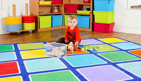 Rainbow™ Squares Large Placement 3x3m Carpet, Learning SPACE