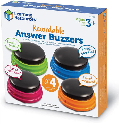 Recordable Answer Buzzers - Set of 4 or 12-Calmer Classrooms,Calming & Anxiety,communication,Helps With,Learning Resources,Neuro Diversity,Physical Needs,Primary Literacy,Sound,Sound Equipment,Speaking & Listening,Stock,Talking Buttons & Buzzers-Learning SPACE