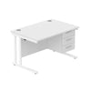 Rectangular Desk + 3 Drawer Fixed Pedestal, 1200 X 800 Arctic White White Learning SPACE