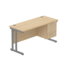 Rectangular Desk + 3 Drawer Fixed Pedestal, 1400 X 600 Canadian Oak Graphite Learning SPACE