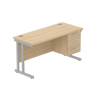 Rectangular Desk + 3 Drawer Fixed Pedestal, 1400 X 600 Canadian Oak Silver Learning SPACE