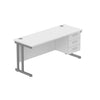 Rectangular Desk + 3 Drawer Fixed Pedestal, 1600 X 600 Arctic White Graphite Learning SPACE