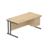 Rectangular Desk + 3 Drawer Fixed Pedestal, 1600 X 800 Canadian Oak Graphite Learning SPACE