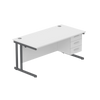 Rectangular Desk + 3 Drawer Fixed Pedestal, 1600 X 800 Arctic White Graphite Learning SPACE