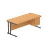 Rectangular Desk + 3 Drawer Fixed Pedestal, 1800 X 800 Norwegian Beech Graphite Learning SPACE