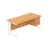 Rectangular Desk + 3 Drawer Fixed Pedestal, 1800 X 800 Norwegian Beech White Learning SPACE