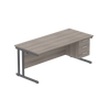 Rectangular Desk + 3 Drawer Fixed Pedestal, 1800 X 800 Alaskan Grey Oak Graphite Learning SPACE