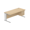Rectangular Desk + 3 Drawer Fixed Pedestal, 1800 X 800 Canadian Oak Silver Learning SPACE