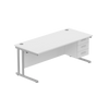 Rectangular Desk + 3 Drawer Fixed Pedestal, 1800 X 800 Arctic White Silver Learning SPACE