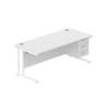 Rectangular Desk + 3 Drawer Fixed Pedestal, 1800 X 800 Arctic White White Learning SPACE