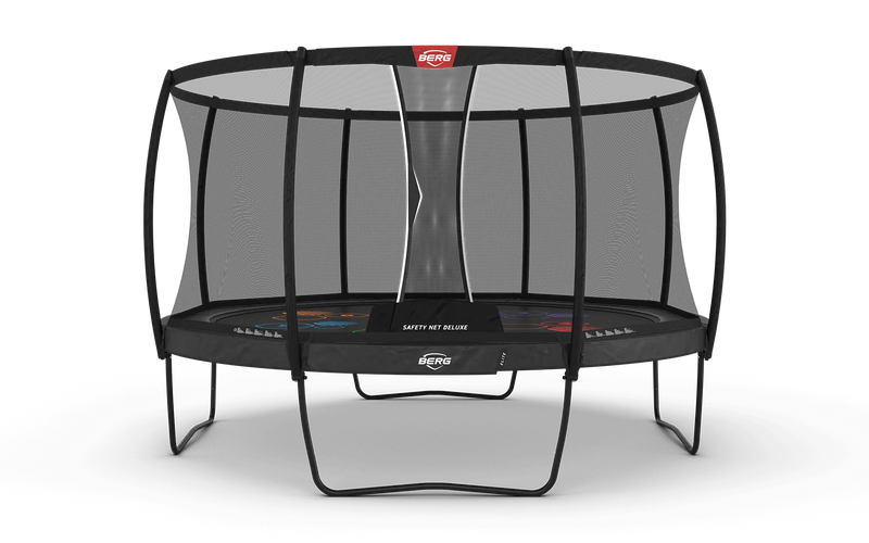 Round BERG Elite Trampoline With Safety Net - Public Use Approved, 14ft + Levels + Safety Net Deluxe Learning SPACE