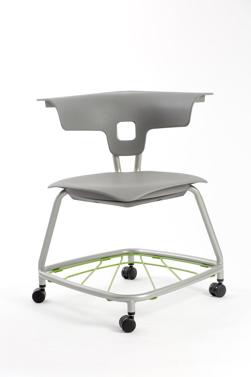 Ruckus Stack Chair With Storage Rack (Ages 8-11), Warm Grey Chrome Learning SPACE