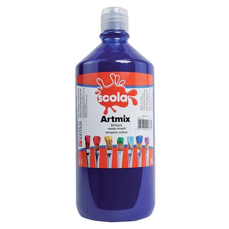 SCOLA Readymix Washable Liquid Poster Paint 1L, Brilliant Blue Art Supplies Learning SPACE