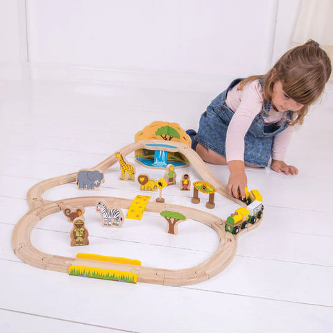Safari Train Set-Bigjigs Rail,Cars & Transport,Gifts For 3-5 Years Old,SCOTEXCEL,Train,Wooden Toys-Learning SPACE