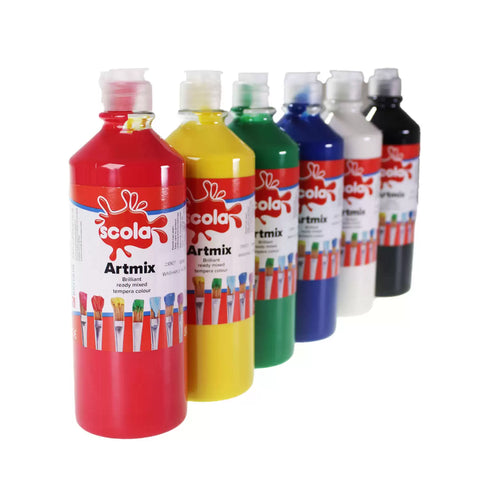 Scola Readymix Liquid Poster Paint 600ml - Pack of 6 - Class Pack-Art Materials,Arts & Crafts,Early Arts & Crafts,Paint,Primary Arts & Crafts-Learning SPACE