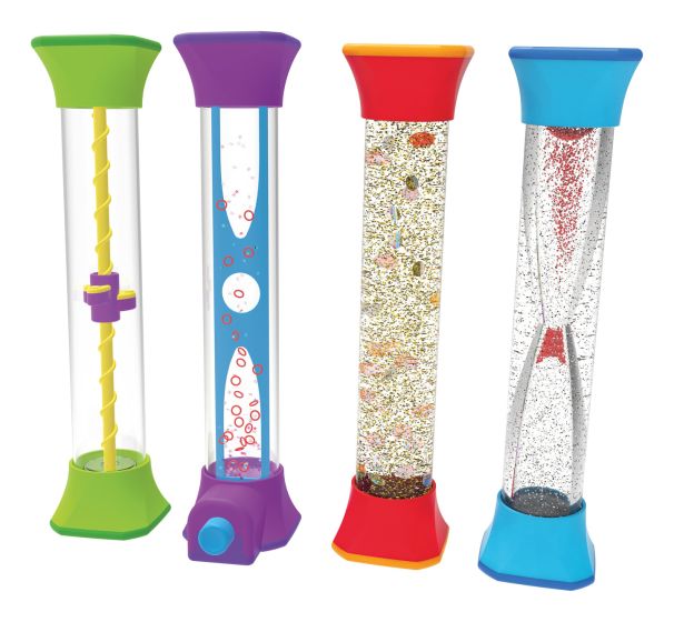 Sensory Fidget Tubes, Set of 4-AllSensory,Calming & Anxiety,Calming and Relaxation,Cause & Effect Toys,Fidget,Games & Toys,Learning Resources,Sensory Seeking,Visual Sensory Toys-Learning SPACE