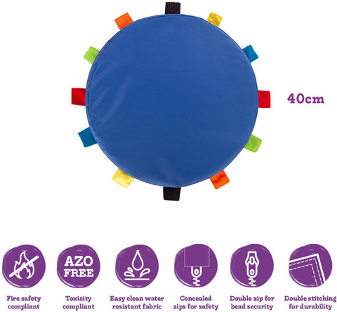 Sensory Touch Tag Carry Cushion - Single-Bean Bags & Cushions,Cushions,Eden Learning Spaces,Fidget,Nurture Room,Stock,Tactile Toys & Books,Wellbeing Furniture-Learning SPACE