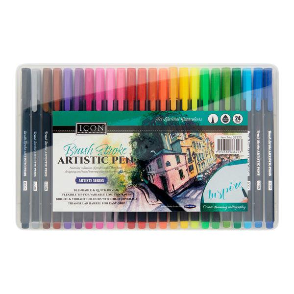Set 24 Brush Stroke Artistic Scrapbooking Pens, Learning SPACE