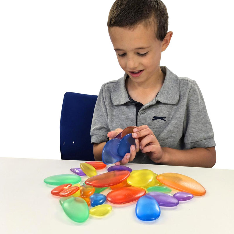 Shatterproof Coloured Acrylic Pebbles (Pack of 30), Sensory toy Learning SPACE