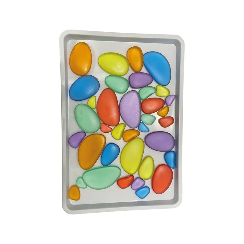 Shatterproof Coloured Acrylic Pebbles (Pack of 30), Sensory toy Learning SPACE