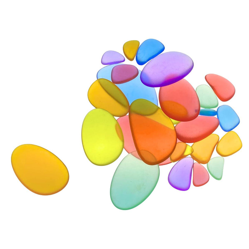 Shatterproof Coloured Acrylic Pebbles (Pack of 30), Sensory toy Learning SPACE