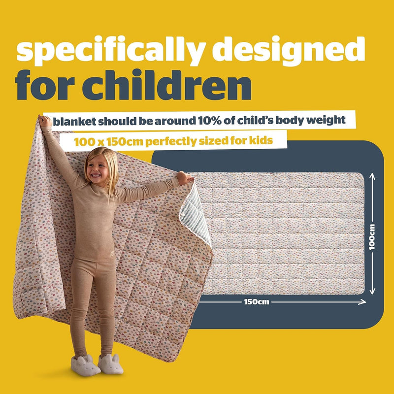 Silentnight Kids’ Weighted Blanket 3kg – Reversible Spot & Stripe, Bedding Learning SPACE