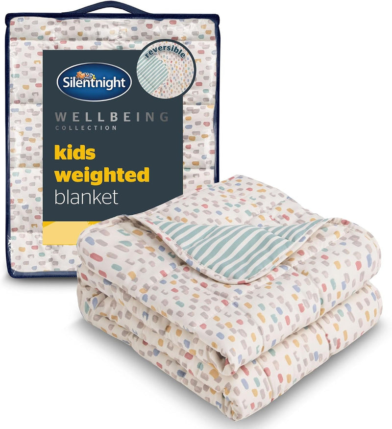 Silentnight Kids’ Weighted Blanket 3kg – Reversible Spot & Stripe, Bedding Learning SPACE