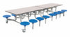 Sixteen Seat Rectangular Mobile Folding Table, White Blue Learning SPACE