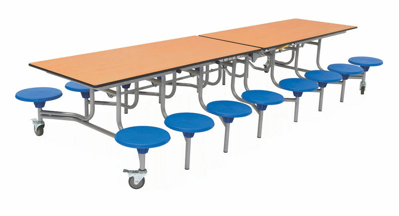 Sixteen Seat Rectangular Mobile Folding Table, Oak Blue Learning SPACE