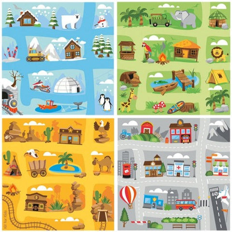 Small World Road Map Indoor/Outdoor Carpet Set of 4, Set 2 Learning SPACE
