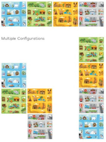 Small World Road Map Indoor/Outdoor Carpet Set of 4, Learning SPACE
