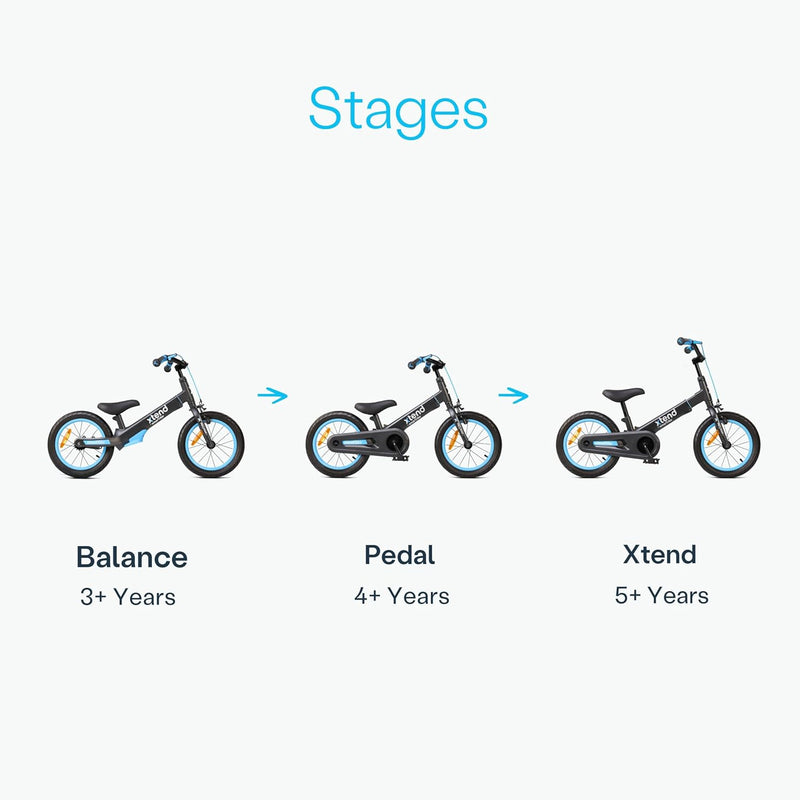 SmarTrike Xtend 3 Stage Bicycle - 12" Balance bike to Pedal bike 14", Learning SPACE