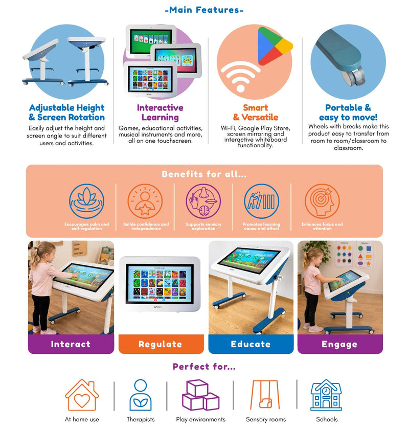 Smart TV 32” Interactive Touchscreen Table, Early Education & Smart Toys Learning SPACE