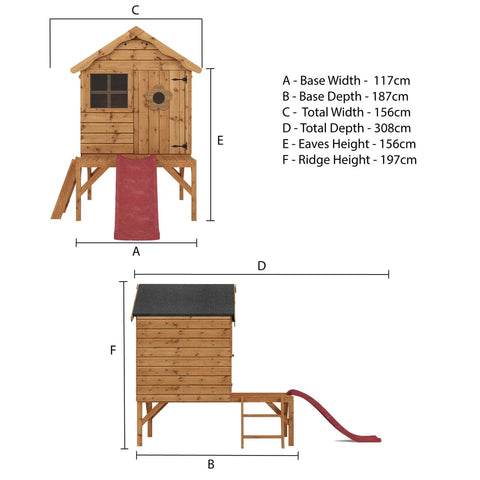 Snug Playhouse - Optional Tower With Slide or Activity Set-Dropship,Forest School & Outdoor Garden Equipment,Mercia Garden Products,Outdoor Playhouse,Play Houses,Playground Equipment,Playhouses-Learning SPACE