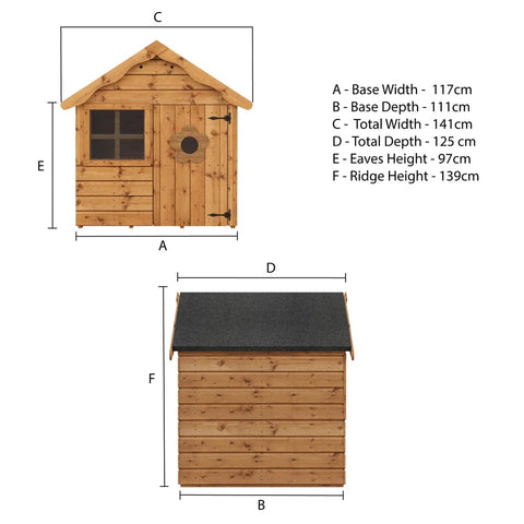 Snug Playhouse - Optional Tower With Slide or Activity Set-Dropship,Forest School & Outdoor Garden Equipment,Mercia Garden Products,Outdoor Playhouse,Play Houses,Playground Equipment,Playhouses-Learning SPACE