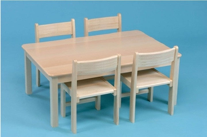 Solid Beech Rectangular Table & 21Cm Beech Stacking Chairs (4 Pack), Learning SPACE