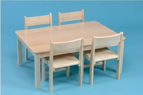 Solid Beech Rectangular Table & 21Cm Beech Stacking Chairs (4 Pack), Learning SPACE