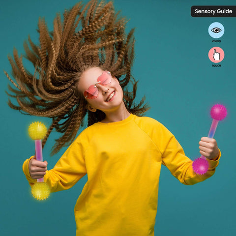 Spikey Light up Double Baton-AllSensory,Calming & Anxiety,Cause & Effect Toys,Core Range,Down Syndrome,Helps With,Playlearn,Sensory Light Up Toys,Sensory Seeking,Stock,Visual Sensory Toys-Learning SPACE