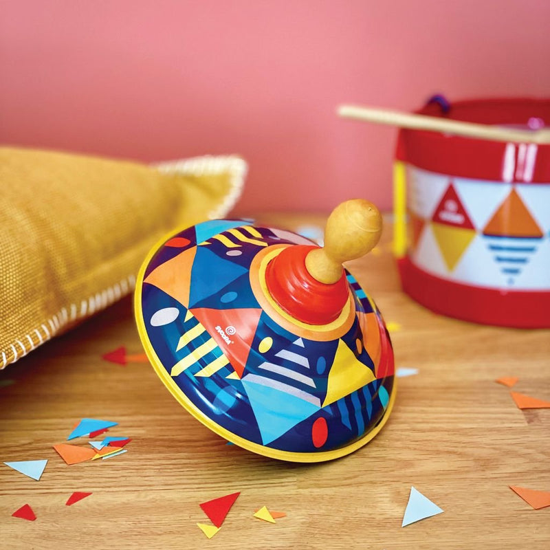 Spinning Top with Sound/Wood Handle -Confetti, Learning SPACE