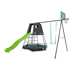TP Explorer Metal Climbing Frame Set & Ripple Slide, Swing and Basketball Black Edition (UK Mainland Only)-Dropship,Outdoor Climbing Frames,Outdoor Slides,Outdoor Swings,Sensory Climbing Equipment,Teen & Adult Swings,TP Toys-Learning SPACE