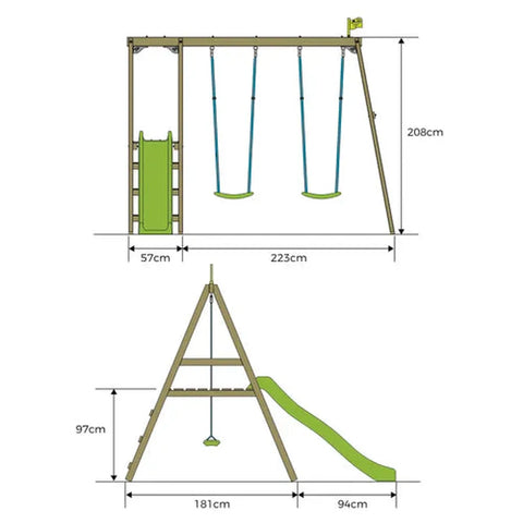 TP Forest Multiplay Double Wooden Swing Set & Slide (UK Mainland Only)-Dropship,Outdoor Slides,Outdoor Swings,swing,TP Toys,UPOUAWEH7561-Learning SPACE
