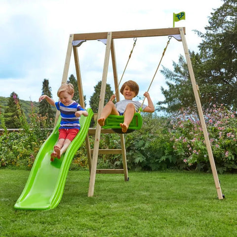 TP Forest Multiplay Single Wooden Swing Set & Slide (UK Mainland Only)-Dropship,Outdoor Slides,Outdoor Swings,swing,TP Toys-Learning SPACE