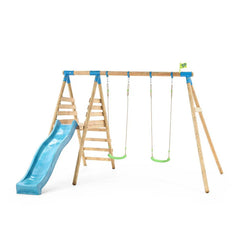TP Knightswood Double Wooden Swing & Slide Set (UK Mainland Only)-Dropship,Outdoor Play,Outdoor Slides,Outdoor Swings,swing,TP Toys-Learning SPACE