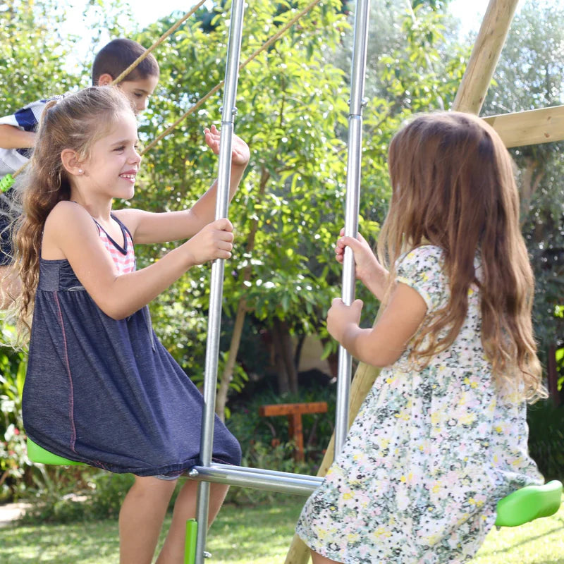 TP Knightswood Triple Wooden Swing Set With Glider And Button Seat (UK Mainland Only), Learning SPACE
