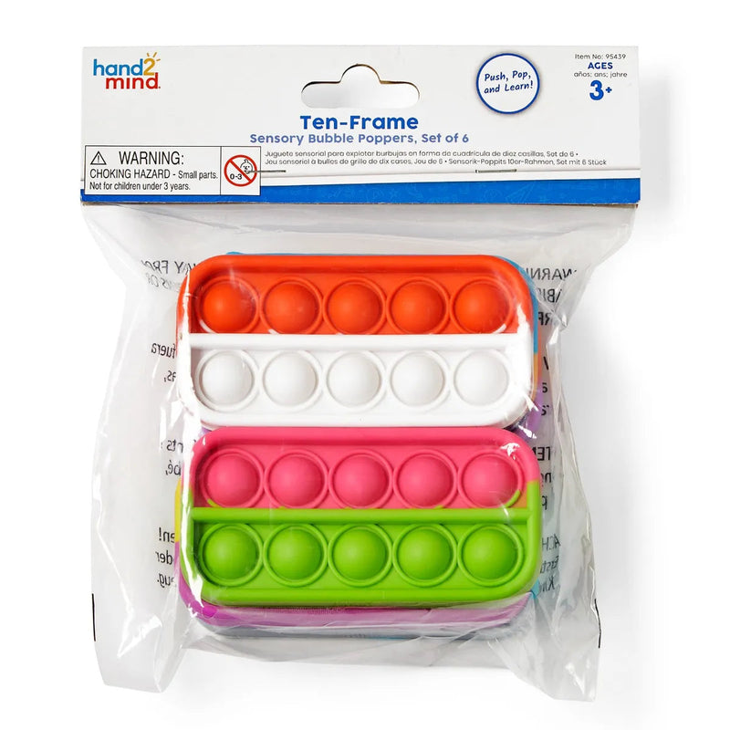 Ten-Frame Sensory Bubble Fidget Poppers (Set of 6), Learning SPACE