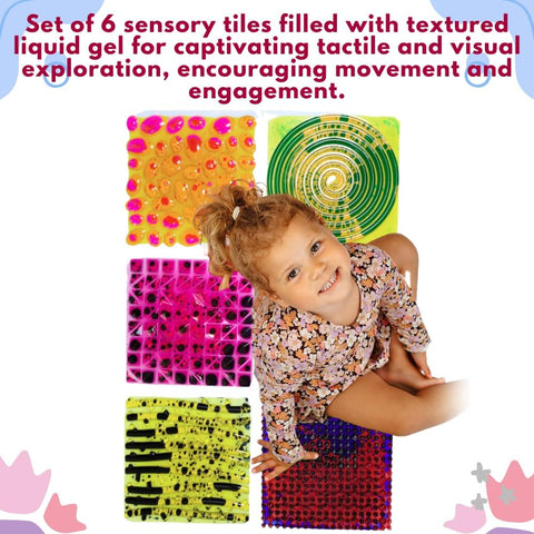 Textured Massage Liquid Sensory Tiles Set of 6-ADD/ADHD,AllSensory,Calming & Anxiety,Chill Out Area,Helps With,Lumina,Playlearn,SCOTEXCEL,Sensory Flooring,Sensory Processing Disorder,Sensory Seeking,Tactile Toys & Books,Teen Sensory Weighted & Deep Pressure,Teenage & Adult Sensory Gifts,Vibration & Massage,Visual Sensory Toys-Learning SPACE