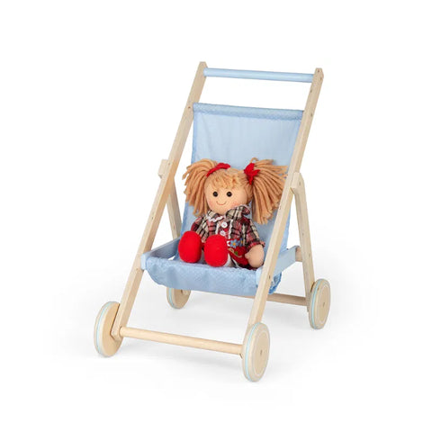 Tidlo Blue Doll's Stroller-Baby & Toddler Gifts,Baby Wooden Toys,Bigjigs Toys,Dolls & Doll Houses,Imaginative Play,Role Play,Wooden Toys-Learning SPACE
